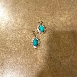 Turquoise and silver pierced earrings,new